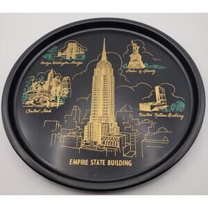 Black Vintage Tin Empire State Building  New York Souvenir Tray